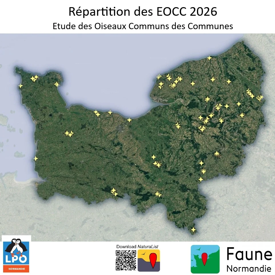 Carte des sites qui ont participé à l'enquête des Oiseaux communs des communes en mars 2026